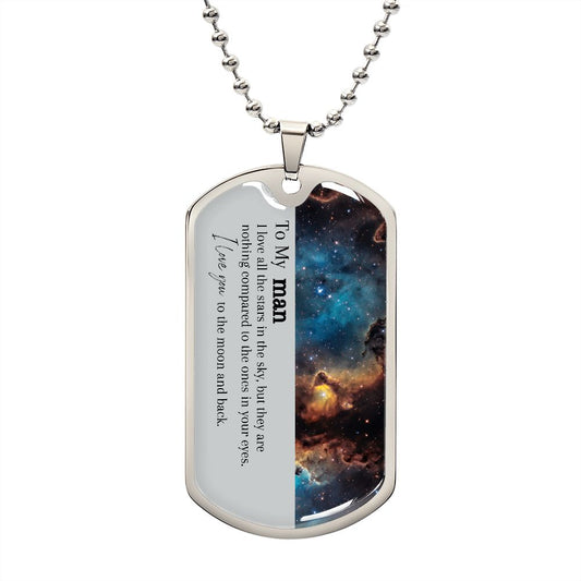 Mens Necklace Dog Tag More Than The Stars